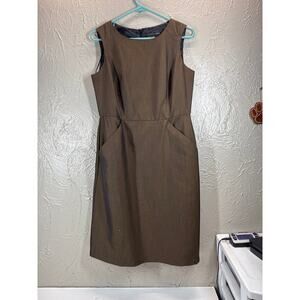 Sandra Darren Chocolate Brown Sleeveless Sheath Petite Dress Side Pocket Size 8P